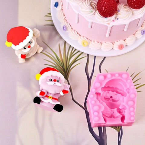 Cartoon Kerstman Siliconen Taartvorm DIY Kerst Kaars Aromatherapie Zeep Hars Gietvorm Bakken Decoratie Gereedschap