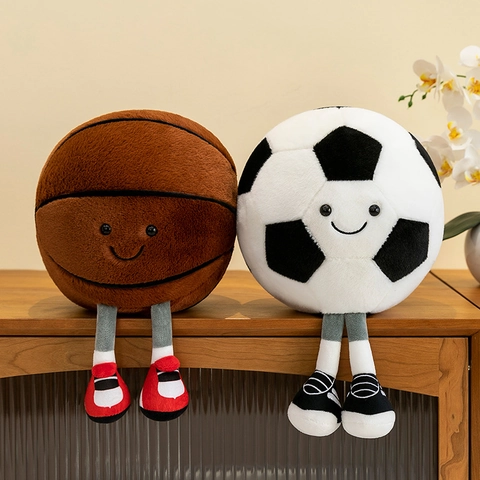 Jouet En Peluche Ballon De Sport Dessin Animé Mignon Football Basketball Poupée Rembourrée Douce Cadeau Enfant