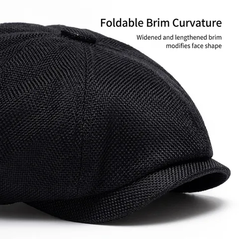 Gorra De Vendedor De Periódicos Vintage Octogonal Ajustable Transpirable Color Sólido Estilo Británico Gatsby Hombre Mujer