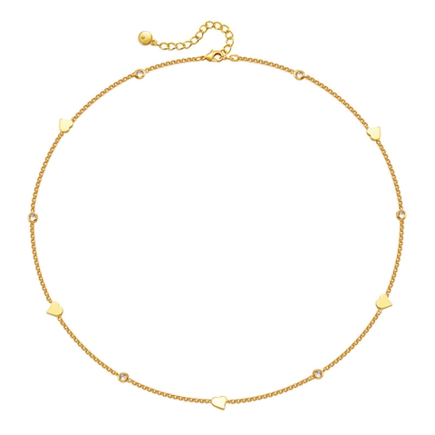 18K Vergoldetes Kupfer Herz Strass Anhänger Halskette Chic Choker Kette Halskette Für Damen Mode Schmuck Halsketten