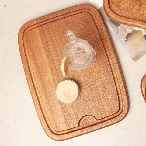 Solid Ebony Wood Cutting Board Chopping Block With Handle And Hanging Hole Serving Tray Pizza Plate Kitchen Tool