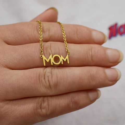Collar Con Colgante De Letra MOM De Acero Inoxidable Chapado En Oro De 18K Minimalista Cadena En O Joyas Para Mujer Mamá