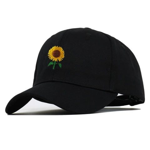 Damen Herren Sonnenblume Stickerei Baseballkappe Baumwolle Verstellbar Lässig Sonnenschutz Outdoor Mode Floral Bestickt Hut