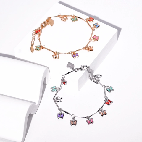Mode Armband Für Damen Kupfer Zirkon Bunter Schmetterling Herz Stern Blume Anhänger Verstellbarer Schmuck