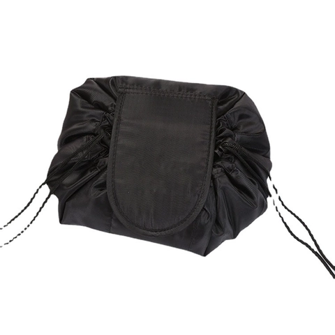 Drawstring Makeup Bag Waterproof Polyester Lazy Cosmetic Organizer Foldable Travel Toiletry Storage Pouch For Women