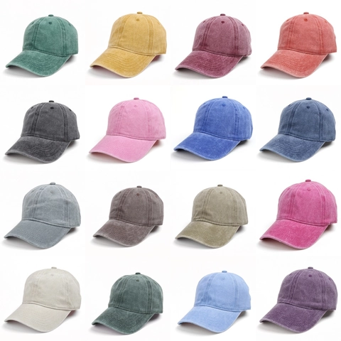 Washed Cotton Baseball Cap Vintage Distressed Adjustable Sun Protection Soft Top Dad Hat For Men Women