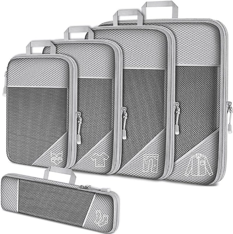 Cubes D'emballage De Compression Extensibles Pour Organisateur De Bagages De Voyage Sacs Respirants En Nylon Imperméable