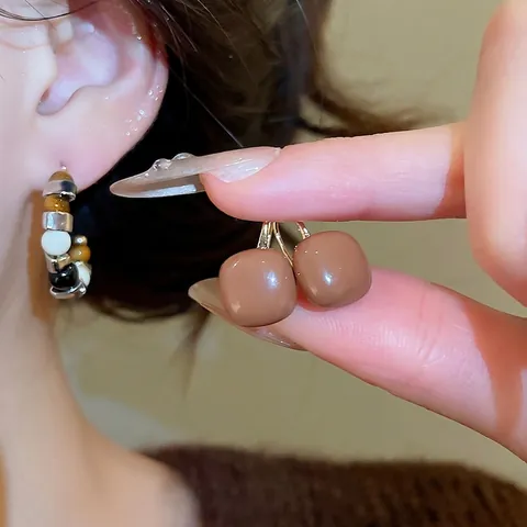 Orecchini A Cerchio A C Con Perline In Pietra Occhio Di Tigre E Pendenti Quadrati Con Perno In Argento Sterling 925 Da Donna