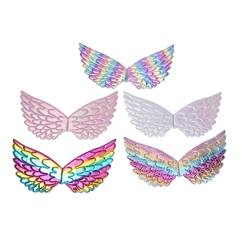 Shiny Metallic Iridescent Angel Wings For Kids Birthday Costume Party Fairy Cosplay Props Rainbow Colorful