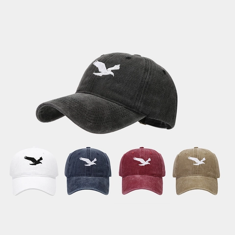 Vintage Washed Distressed Cotton Baseball Cap Eagle Embroidery Adjustable Soft Top Outdoor Sun Protection Hat For Men Women