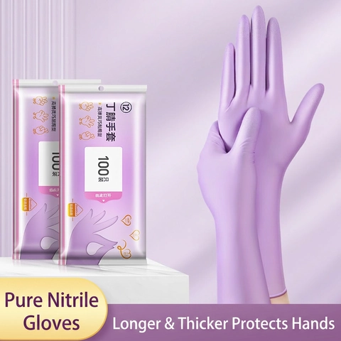 Guantes Desechables Nitrilo Duraderos Resistentes Al Aceite Impermeables Extra Largos Alta Elasticidad Limpieza Cocina Lavado Platos