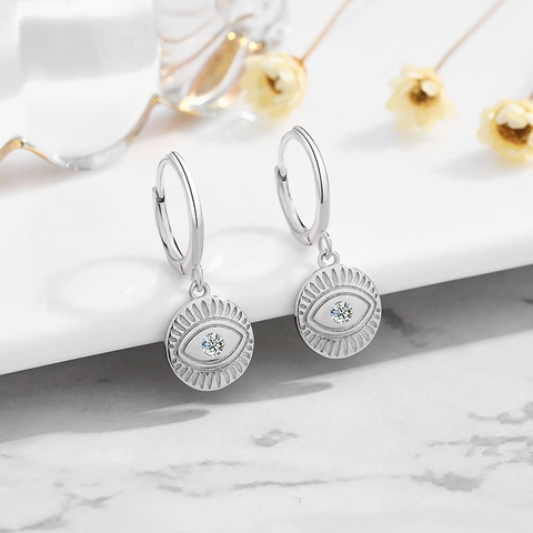 Orecchini A Cerchio Occhio Del Diavolo In Argento Sterling 925 Per Donna Con Pendente In Zircone Stile INS