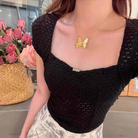 Collar Con Colgante De Mariposa Dorado Textura Metálica Gargantilla Joyería Para Mujer Elegante Accesorio Dulce