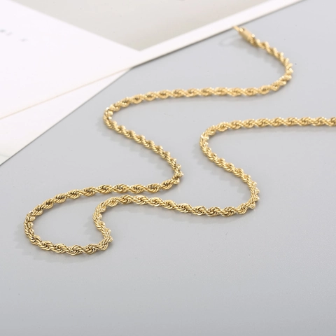 Collana A Catena Di Corda Placcata Oro 18K Acciaio Inossidabile Hip Hop Gioielli Di Moda Minimalista Per Uomini E Donne