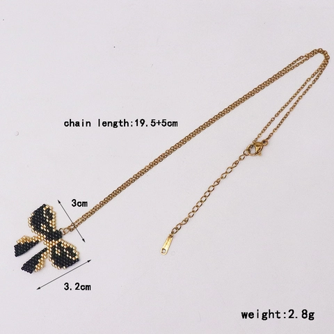 Collier Pendentif Nœud En Perles De Verre Fait Main Chaîne En Acier Inoxydable Ajustable Bijoux Mode INS Pour Femmes