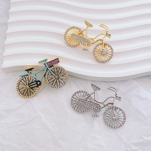 Broche De Bicicleta Retro Alfiler De Aleación Con Diamantes De Imitación Goteo De Aceite Accesorios De Moda Joyería