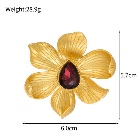 Elegante Spilla A Fiore In Lega Con Cristallo Di Vetro A Goccia D'acqua Strass Accessorio Retrò Per Donne