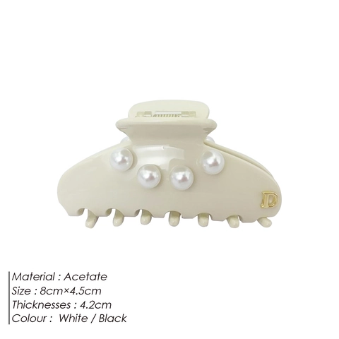 Pince à Cheveux en Acétate Style Français Vintage Avec Künstliche Perles Et Décoration Lettre D en Métal Accessoire de Coiffure Élégant Femme