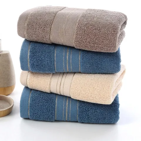 Cotton Face Towel Highly Absorbent Soft Hand Towels For Bathroom Decorative Border For Skin Care And Daily Cleansing