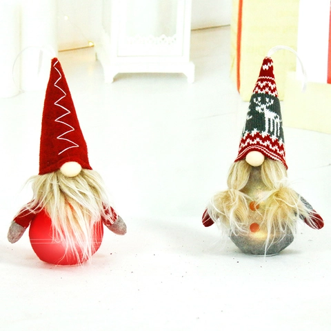 Ornamenti Sospesi Gnomo Di Natale LED Luminoso Tomte Svedese Nano Tessuto Maglia Feltro Decorazione Albero