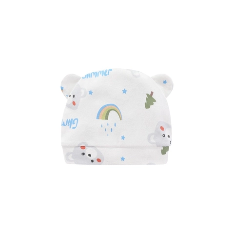Newborn Baby Cotton Beanie Hat Soft Cartoon Printed Infant Bonnet With Cute Ears For Autumn Winter Babies 0-6 Months