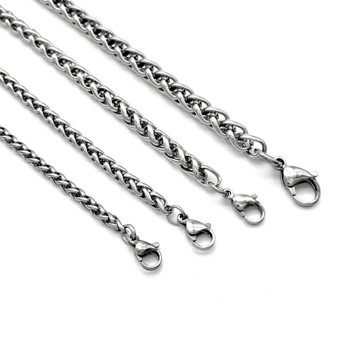 Collana A Catena In Acciaio Inossidabile Uomo Donna Hip Hop Intrecciata Spiga Punk Moda Gioielli Unisex