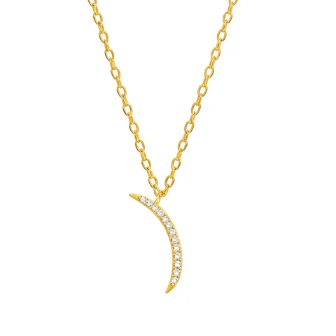 Collana con Ciondolo a Mezzaluna in Argento Sterling 925 per Donna Collana Girocollo con Strass Intarsiati Gioielli Minimalisti Regalo Oro Argento