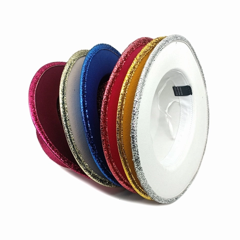 Pailletten Glitter Boater Hoed Platte Top Brede Rand Party Podium Optreden Festival Kostuum Voor Heren Dames