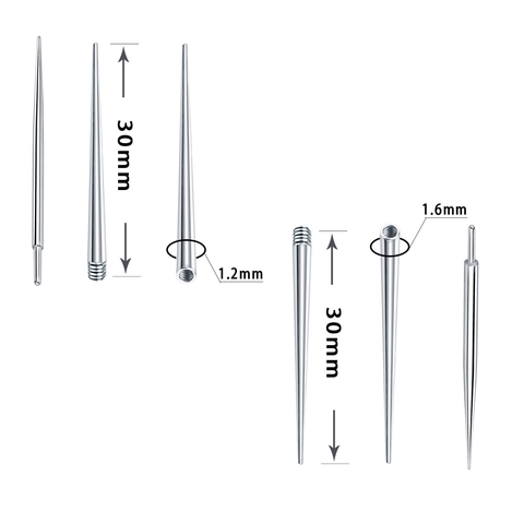 Stainless Steel Piercing Insertion Taper Body Jewelry Guide Pin Internal External Thread For Lip Belly Ear Accessory