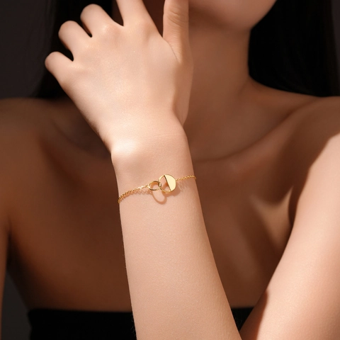 S925 Sterling Silber Ineinandergreifende Kreis Armband Für Damen Minimalistisch Geometrisch Light Luxus Verstellbare Kette Schmuck Geschenk