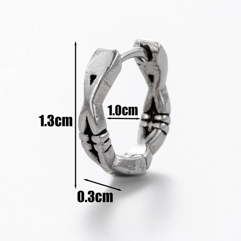Retro Stainless Steel Hoop Earrings For Men Punk Geometric Roman Numeral Flower Daisy Piercing Earring