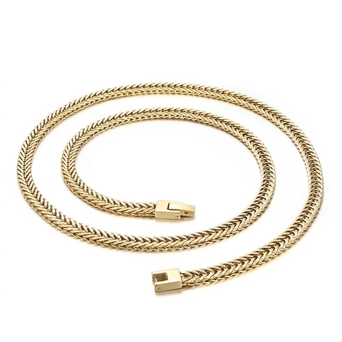 Collana A Catena Franco Da Uomo Acciaio Inossidabile Maglia Grano Chiusura A Gioiello Punk Hip Hop