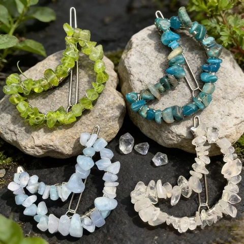 Pinza Para El Cabello De Luna Con Piedra De Cristal Natural Hecha A Mano Forma De Luna Accesorios Para Mujer Estilo Boho