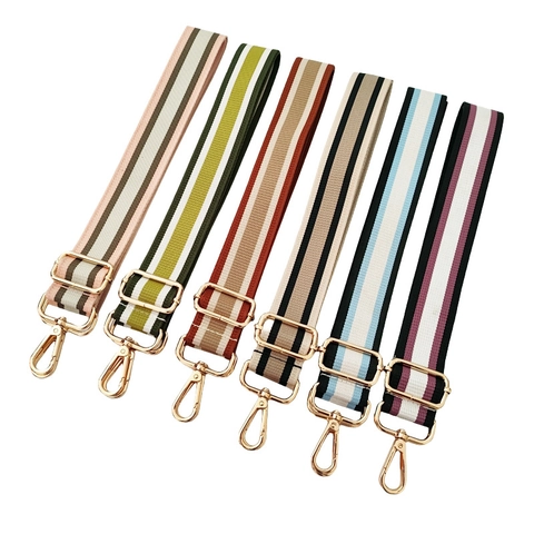 Wide Bag Strap Replacement Colorful Stripe Adjustable Shoulder Crossbody Weave Belt With Metal Swivel Hooks