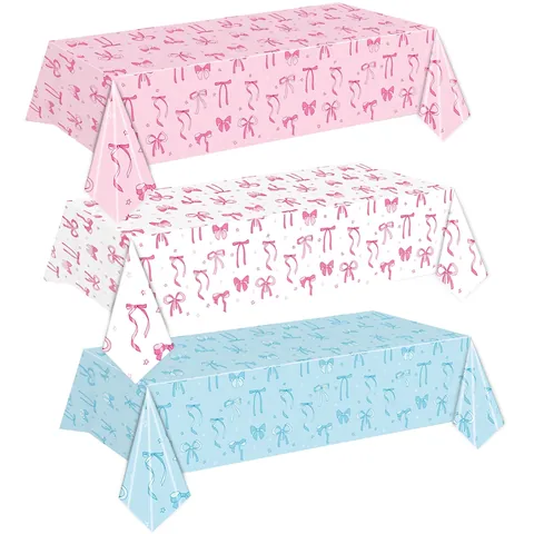 Tovaglia Usa E Getta Plastica Impermeabile Stampa Fiocco Stella Decorazione Festa Compleanno Stile Dolce Ragazza