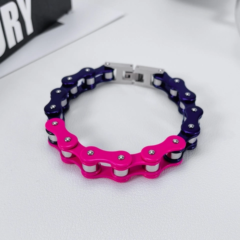 Herren Edelstahl Mechanische Fahrradkette Armband Industrial Punk Stil Mehrfarbig Zweifarbig Streetwear Mode Schmuck