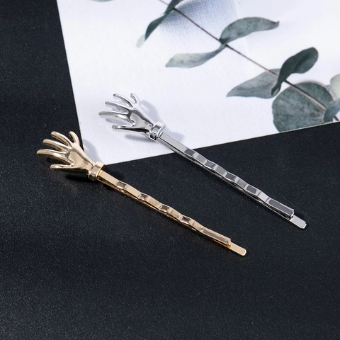 Skeletthand Haarklammer Legierung Metall Welle Haarnadel Punk Gothic Stil Seitenclip Für Frauen Mädchen Trendiges Haaraccessoire
