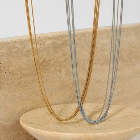 Collana A Catena Di Serpente Multistrato Minimalista Acciaio Inossidabile Impermeabile Resistente Al Sudore Gioielli Di Moda Per Donna