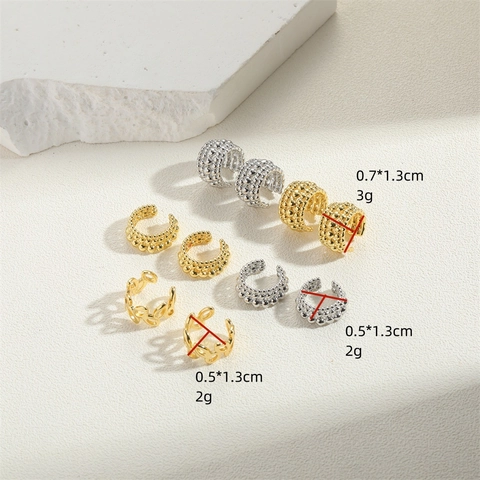 Copper Ear Cuffs 14K Vergoldet Perlen Hohlblatt Geometrisch C-Förmig Nicht Durchstochen Clip Auf Ohrringe Mode Frauen