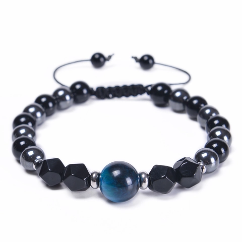 Naturstein Perlenarmband Tigerauge Hämatit Magnetisch Heilung Verstellbar Geflochtenes Seil Schmuck Für Damen Herren