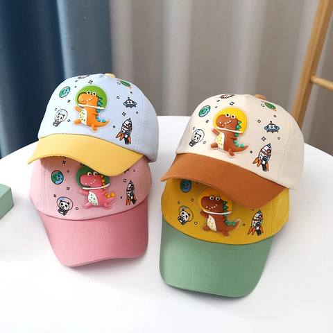 Casquette de Baseball Dinosaure Astronaute pour Enfants Garçons Filles Coton Bloc de Couleur Protection Solaire Extérieur