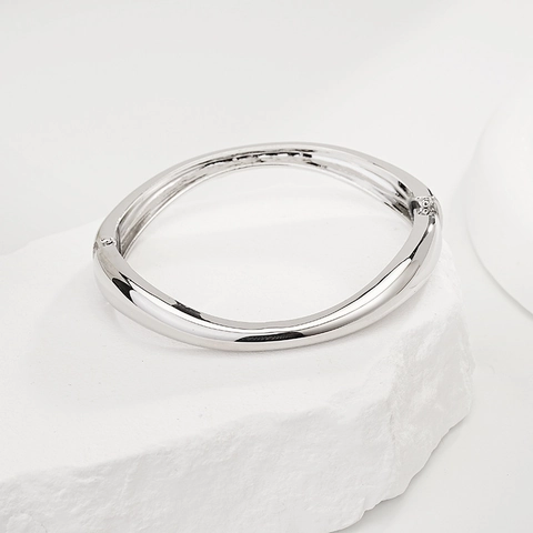 Irregulärer Geometrischer Wellen Armreif Minimalistischer Hochglanzpolierter Kupfer Armband Mode Schmuck Für Damen
