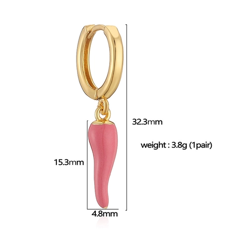 Chilipeper Hoorn Hanger Hoop Oorbellen Kleurrijke Emaille Koperen Sieraden Voor Vrouwen Creatieve Kleine Trendy