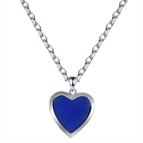 Collar Relicario Corazón Cambio Color Sensible Temperatura Cadena Acero Inoxidable Colgante Cobre Para Mujer