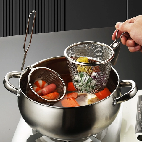 Cestello Per Colino Pentola Calda Acciaio Inossidabile 304 Colino A Maglia Fine Con Gancio Per Appenderlo Cucina
