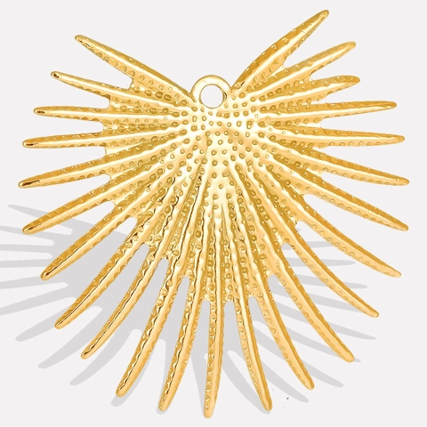 Ciondolo Cuore A Spine Radianti In Acciaio Inossidabile Accessorio Per Creazione Gioielli Fascino Trama Martellata Per DIY