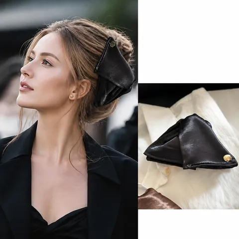 Dreieck Satin Stoff Haarklaue Clip Elegant Koreanischen Stil Haarklammer Mit Metallknopf Haar Styling Accessoire Damen