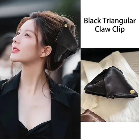 Dreieck Satin Stoff Haarklaue Clip Elegant Koreanischen Stil Haarklammer Mit Metallknopf Haar Styling Accessoire Damen