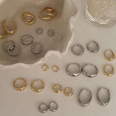 Orecchini A Cerchio Spessi Minimalisti Per Donna Stile Francese Gioielli In Rame Con Perno In Argento Sterling 925