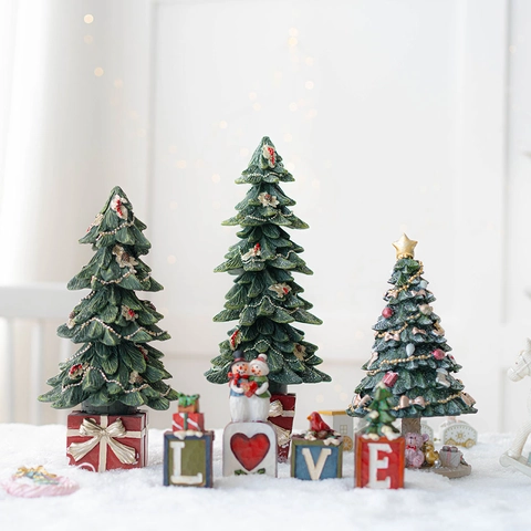 Arbre De Noël Décoration De Bureau Résine Musicale Rotatif Cheval À Bascule Décor De Table Maison Cadeau Créatif